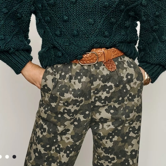 Anthropologie Amadi Green Camo Floral High Rise Pants Medium - Picture 3 of 12